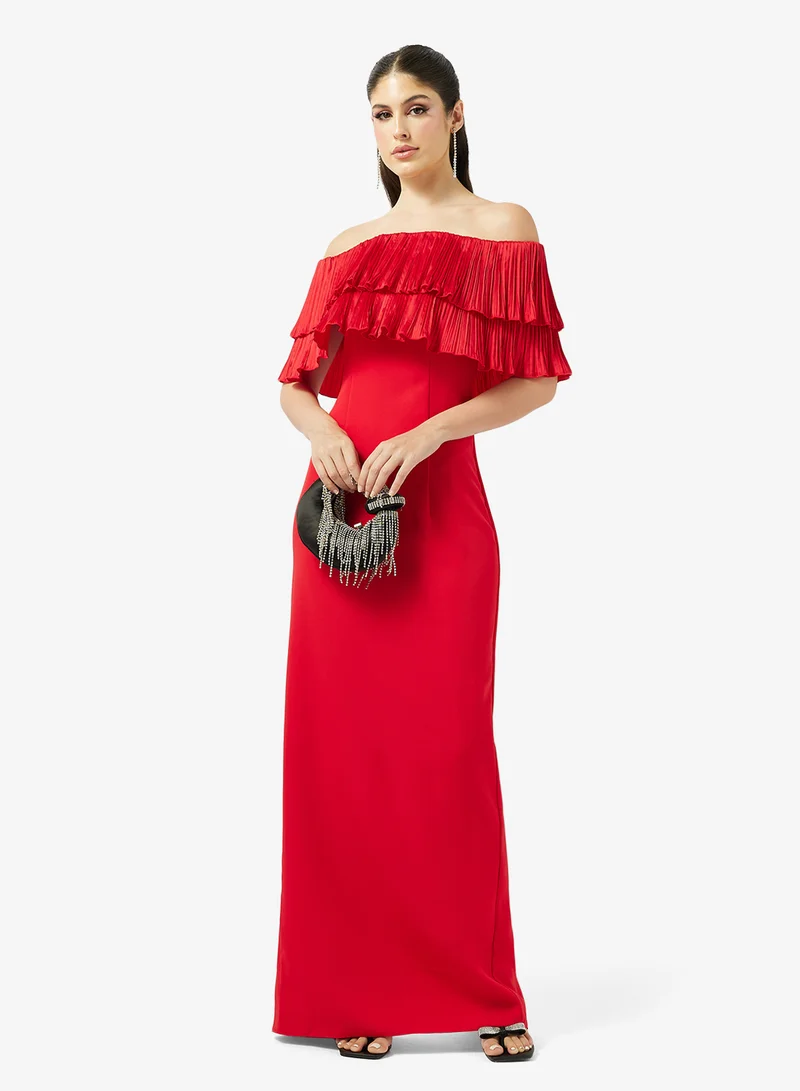 Namshi x  Off Shoulder Dress With Statement Ruffles for Women | Best Price UAE